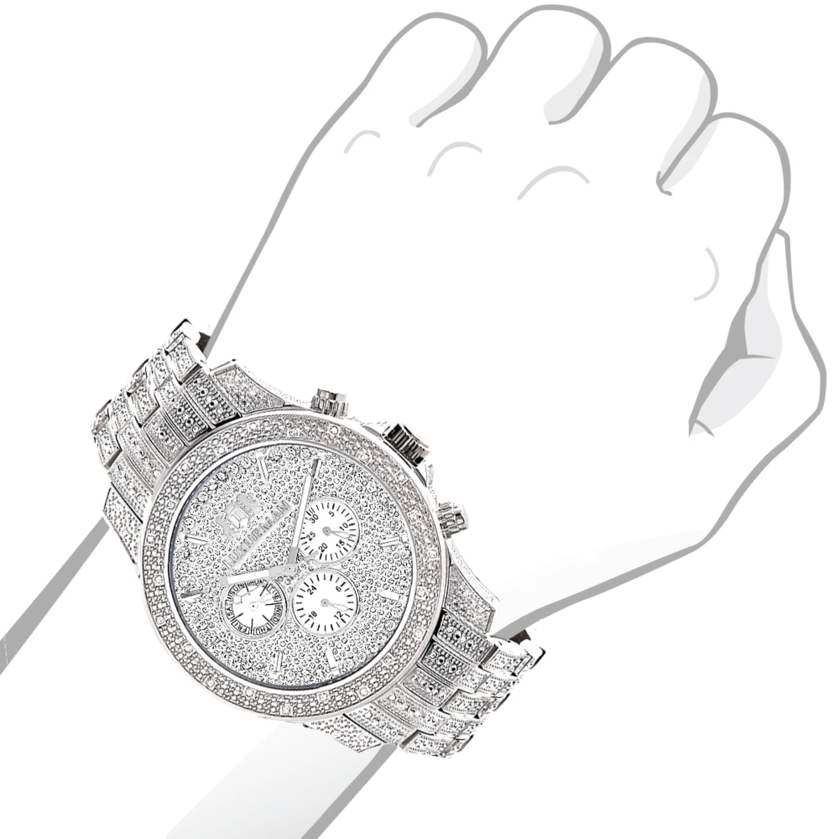 Iced Out Luxurman Men's Diamond Watch 1.25ct 3 Iced Out Luxurman Men's Diamond Watch 1.25ct - Image 3
