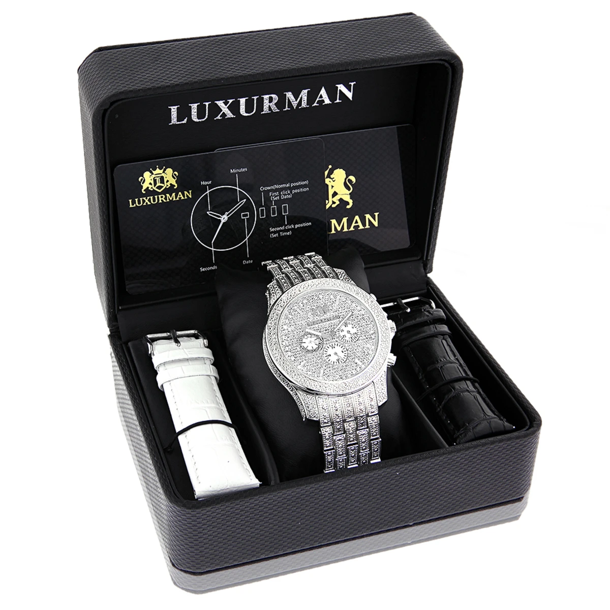 Iced Out Luxurman Men's Diamond Watch 1.25ct 4 Iced Out Luxurman Men's Diamond Watch 1.25ct - Image 4