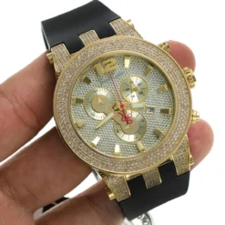 Iced Out Yellow Gold Plated Joe Rodeo Broadway Men's Diamond Watch 5 Carats -PNZ Watches Shop iced out yellow gold pltd joe rodeo broadway mens diamond watch 5 carats bod3