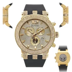 Iced Out Yellow Gold Plated Joe Rodeo Broadway Men's Diamond Watch 5 Carats -PNZ Watches Shop iced out yellow gold pltd joe rodeo broadway mens diamond watch 5 carats main2