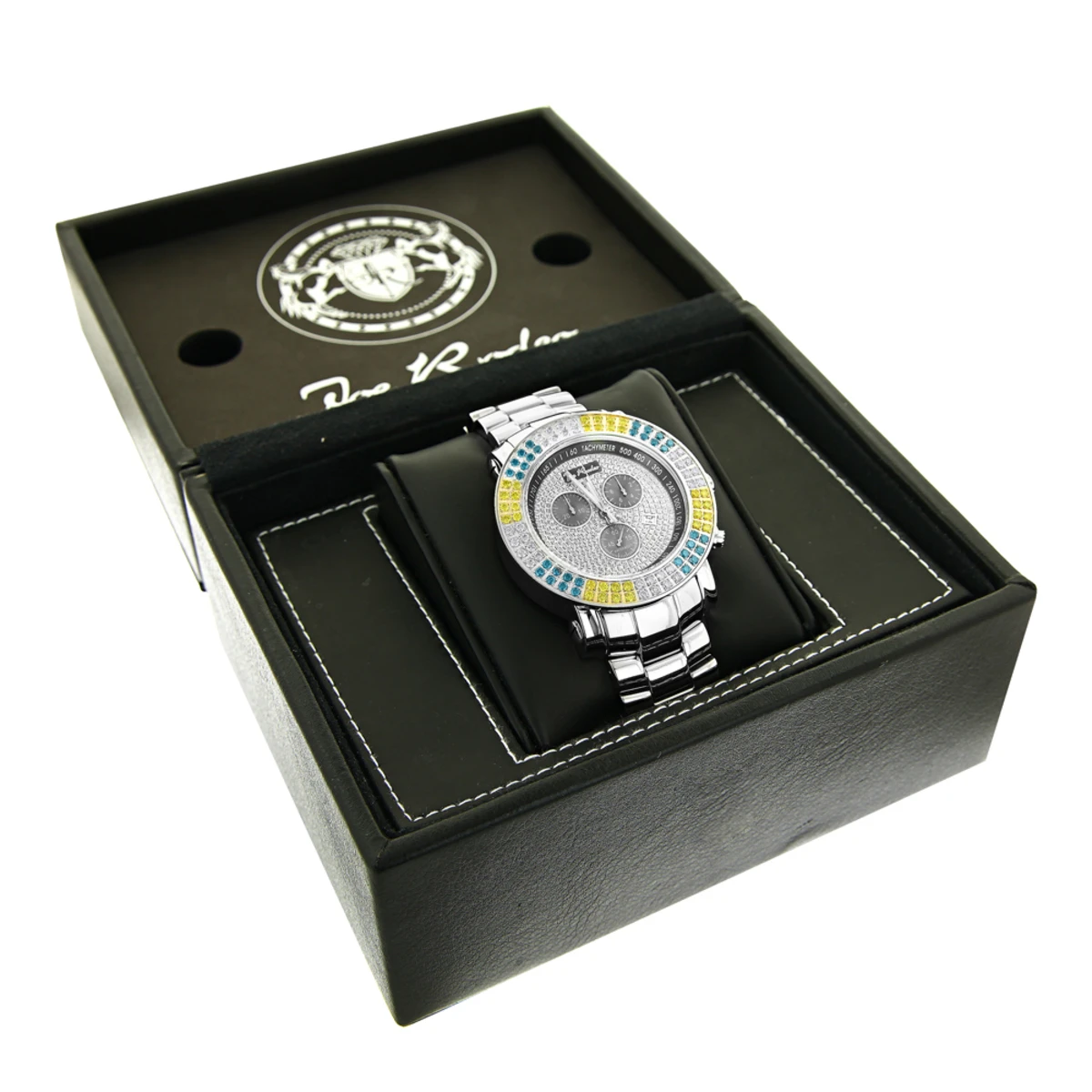 Joe Rodeo Junior Men's Diamond Watch White Yellow Blue Diamonds 4.3ct 4 Joe Rodeo Junior Men's Diamond Watch White Yellow Blue Diamonds 4.3ct - Image 4