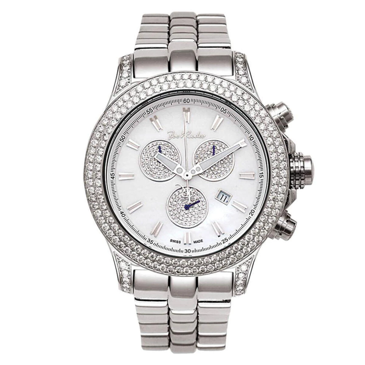 Stainless Steel Joe Rodeo Men's 7 Carat Diamond Master Pilot Watch 1 Stainless Steel Joe Rodeo Men's 7 Carat Diamond Master Pilot Watch
