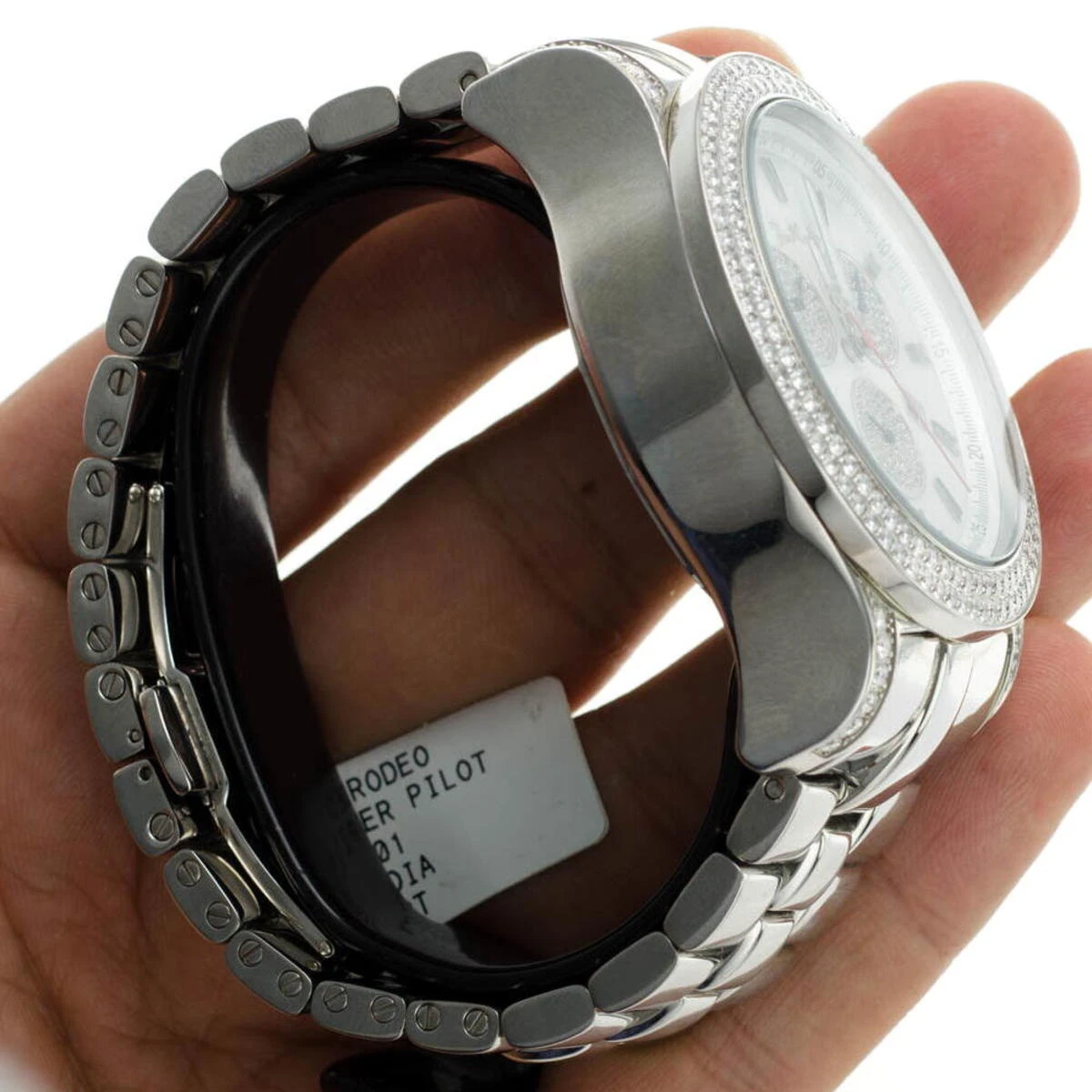 Stainless Steel Joe Rodeo Men's 7 Carat Diamond Master Pilot Watch 10 Stainless Steel Joe Rodeo Men's 7 Carat Diamond Master Pilot Watch - Image 10