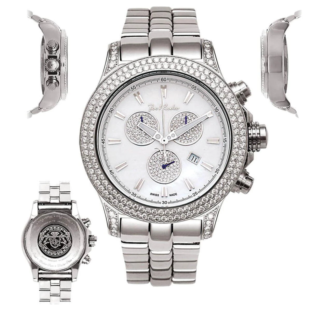 Stainless Steel Joe Rodeo Men's 7 Carat Diamond Master Pilot Watch 5 Stainless Steel Joe Rodeo Men's 7 Carat Diamond Master Pilot Watch - Image 5
