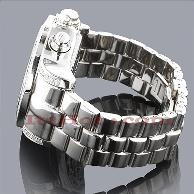 Stainless Steel Joe Rodeo Men's 7 Carat Diamond Master Pilot Watch 3 Stainless Steel Joe Rodeo Men's 7 Carat Diamond Master Pilot Watch - Image 3