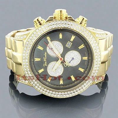 Joe Rodeo Yellow Gold Tone Men's Diamond Watch Master Pilot 7ct 2 Joe Rodeo Yellow Gold Tone Men's Diamond Watch Master Pilot 7ct - Image 2