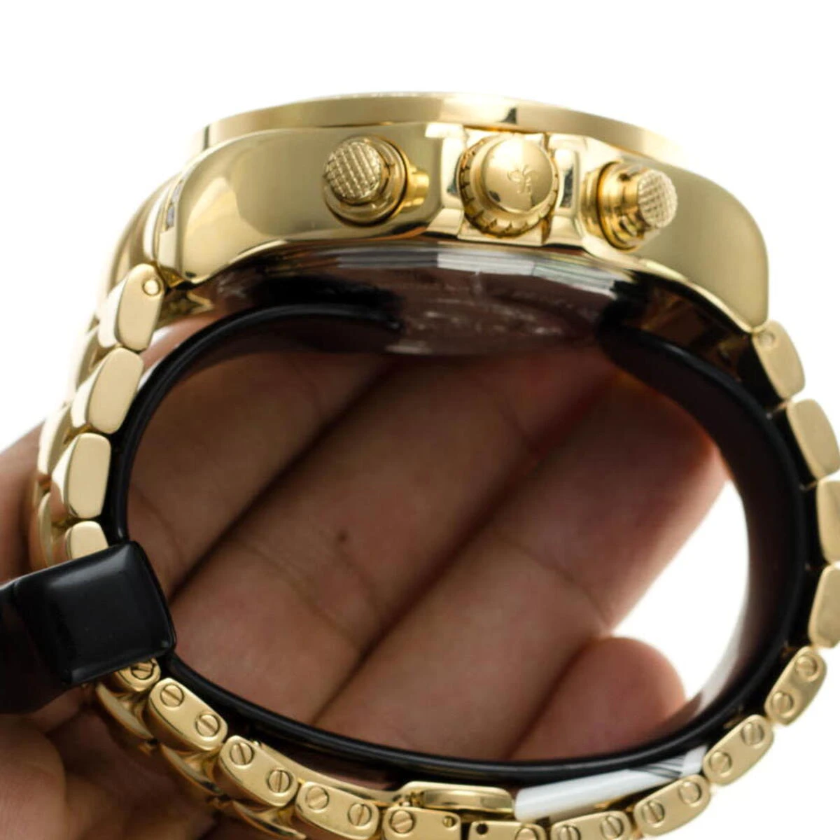 Joe Rodeo Yellow Gold Tone Men's Diamond Watch Master Pilot 7ct 8 Joe Rodeo Yellow Gold Tone Men's Diamond Watch Master Pilot 7ct - Image 8