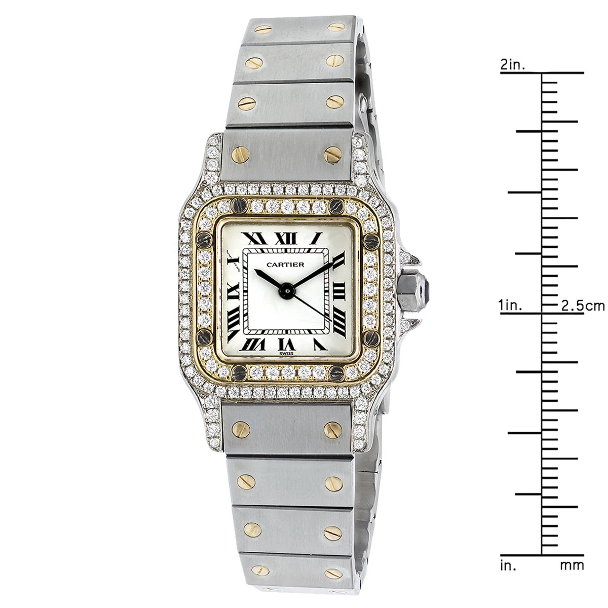 Cartier Santos Diamond Watch For Women 18k Gold & Streel Two-Tone 24mm Case 4 Cartier Santos Diamond Watch For Women 18k Gold & Streel Two-Tone 24mm Case - Image 4