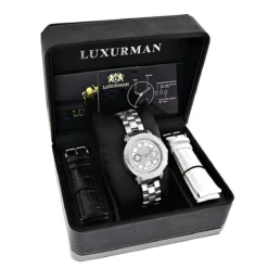 Ladies Diamond Watch 0.30 Ct Luxurman White MOP -PNZ Watches Shop ladies diamond watch 030 ct luxurman white mop p 35236box