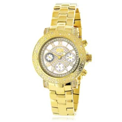 Ladies Diamond Watch 0.30 Ct Luxurman Yellow Gold Plated