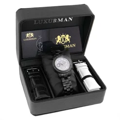 Ladies Diamond Luxurman Black Diamond Watch 2.15 Carats -PNZ Watches Shop ladies diamond watches luxurman black diamond watch 215 carats box