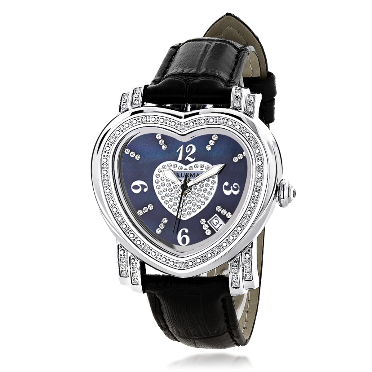 Ladies Diamond Watch Luxurman Blue Heart 1 Ladies Diamond Watch Luxurman Blue Heart