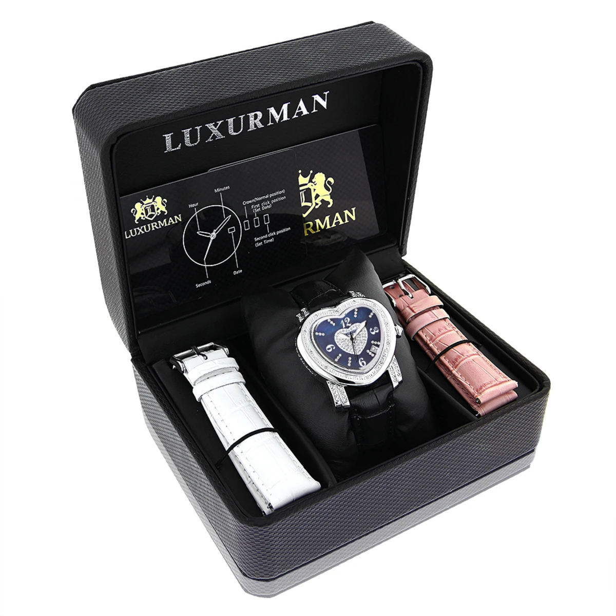Ladies Diamond Watch Luxurman Blue Heart 4 Ladies Diamond Watch Luxurman Blue Heart - Image 4