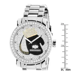 Large Diamond Men's Watch With Boxing Gloves 4 CT Luxurman Southpaw Edition -PNZ Watches Shop large diamond mens watch with boxing gloves 45ct luxurman southpaw edition ruler