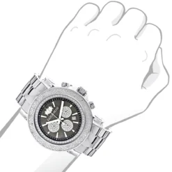 Large Face Luxurman Diamond Watch Chronograph 0.25ct For Men -PNZ Watches Shop large face watches for men luxurman diamond watch chronograph 025ct 3