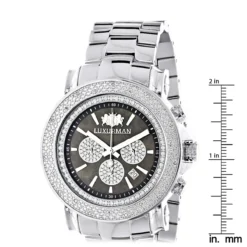 Large Face Luxurman Diamond Watch Chronograph 0.25ct For Men -PNZ Watches Shop large face watches for men luxurman diamond watch chronograph 025ct ruler