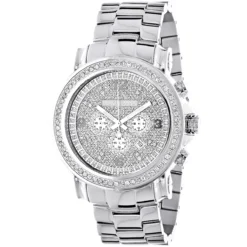 Large Iced Out Men's Chronograph Diamond Bezel Watch Luxurman Escalade 2.5ct