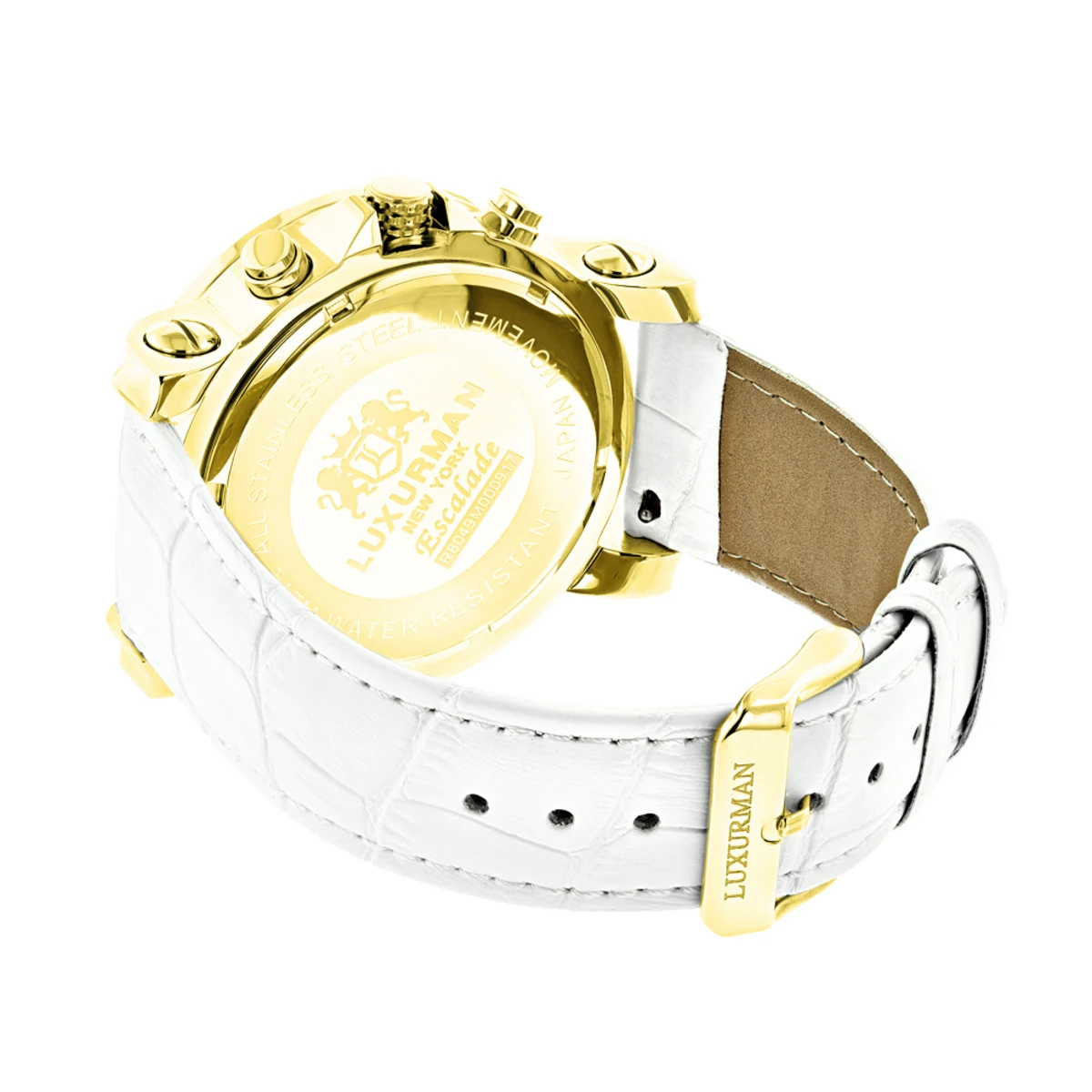 Large Luxurman Men's Watch 0.25ct Diamonds Yellow Gold Plated Escalade With Leather Bands 2 Large Luxurman Men's Watch 0.25ct Diamonds Yellow Gold Plated Escalade With Leather Bands - Image 2