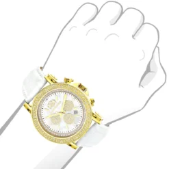 Large Luxurman Men's Watch 0.25ct Diamonds Yellow Gold Plated Escalade With Leather Bands 7 Large Luxurman Men's Watch 0.25ct Diamonds Yellow Gold Plated Escalade With Leather Bands -PNZ Watches Shop large luxurman mens watch with diamonds 025ct yellow gold plated escalade 1 bod