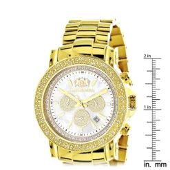 Large Luxurman Men's Watch With Diamonds 0.25ct Yellow Gold Plated Escalade 48mm -PNZ Watches Shop large luxurman mens watch with diamonds 025ct yellow gold plated escalade ruler