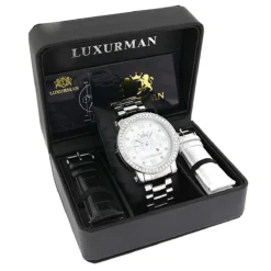 Large Men's Diamond Luxurman Phantom VS Diamonds Watch 4 Ct 8 Large Men's Diamond Luxurman Phantom VS Diamonds Watch 4 Ct -PNZ Watches Shop large mens diamond watches luxurman phantom vs diamonds watch 45ct box