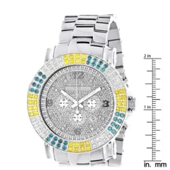 Large Men's Multicolor White Yellow Blue Diamond Watch 4ct Luxurman Escalade 9 Large Men's Multicolor White Yellow Blue Diamond Watch 4ct Luxurman Escalade -PNZ Watches Shop large mens multicolor white yellow blue diamond watch 4ct luxurman escalade ruler
