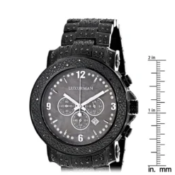 Luxurman Black Diamond Watch For Men 2ct Fully Iced Out Oversized -PNZ Watches Shop luxurman black diamond watch for men 2ct fully iced out oversized ruler