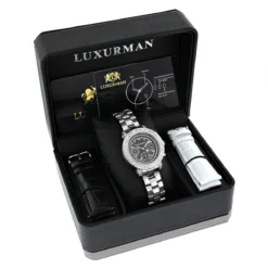 Luxurman Diamond Plated Platinum Watch 2ct -PNZ Watches Shop luxurman diamond watches ladies steel bracelet watch 2ct p 49200box