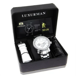 Luxurman Diamond Men's Diamond Watch 0.12ct -PNZ Watches Shop luxurman diamond watches mens diamond watch 012ct p 35639 4