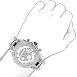 Luxurman Diamond White Gold Plated Diamond Watch 2ct -PNZ Watches Shop luxurman diamond watches white gold plated diamond watch 2ct 3