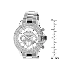Luxurman Diamond White Gold Plated Diamond Watch 2ct -PNZ Watches Shop luxurman diamond watches white gold plated diamond watch 2ct ruler