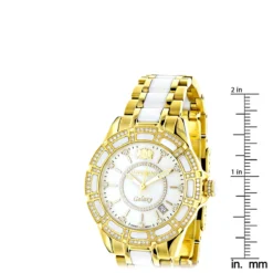Luxurman Ladies Diamond White Ceramic Watch 1.25ct White MOP Galaxy Yellow Gold -PNZ Watches Shop luxurman ladies diamond ceramic watch 125ct white mop galaxy yellow gold ruler