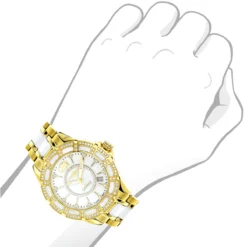 Luxurman Ladies Diamond White Ceramic Watch 1.25ct White MOP Galaxy Yellow Gold -PNZ Watches Shop luxurman ladies diamond ceramic watch 125ct white mop galaxy yellow goldbod