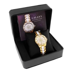 Luxurman Ladies Diamond Ceramic Watch 1.25ct White MOP Galaxy Yellow Gold 10 Luxurman Ladies Diamond Ceramic Watch 1.25ct White MOP Galaxy Yellow Gold -PNZ Watches Shop luxurman ladies diamond ceramic watch 125ct white mop galaxy yellow box