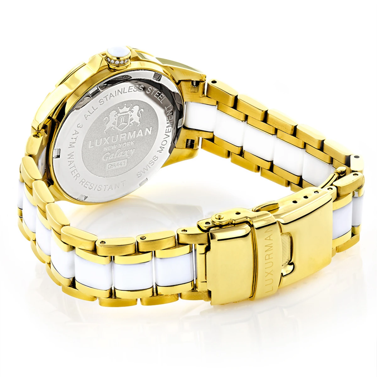 Luxurman Ladies Diamond Ceramic Watch 1.25ct White MOP Galaxy Yellow Gold 3 Luxurman Ladies Diamond Ceramic Watch 1.25ct White MOP Galaxy Yellow Gold - Image 3