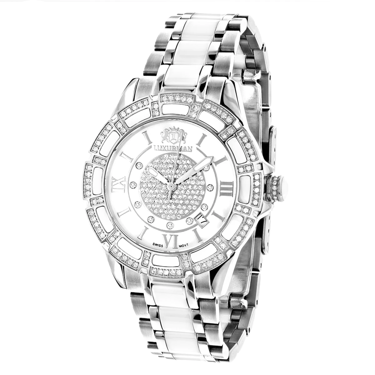 PNZ Watches Shop -PNZ Watches Shop luxurman ladies diamond ceramic watch 125ct white mop