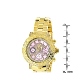 Luxurman Ladies Diamond Watch 0.3ct Pink MOP Yellow Gold Plated -PNZ Watches Shop luxurman ladies diamond watch 03ct pink mop yellow gold plated p 49386 ruler