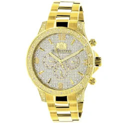 Luxurman Liberty Men's Diamond Watch 0.5ct Yellow Gold Plated