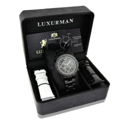 Luxurman Men's Black Diamond Watch 0.5ct -PNZ Watches Shop luxurman mens black diamond watch 05ct 4