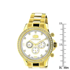 Luxurman Men's Diamond Liberty Watch 2ct Yellow Gold Plated White MOP -PNZ Watches Shop luxurman mens diamond liberty watch 2ct yellow gold plated white mop ruler