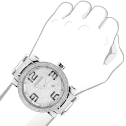 Luxurman Men's Diamond Watch 0.12ct Oversized Phantom -PNZ Watches Shop luxurman mens diamond watch 012 ct p 35199bod