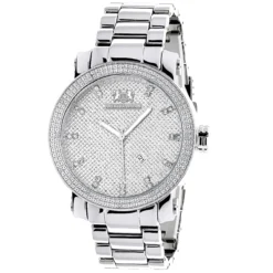 Luxurman Men's Diamond Watch 0.12ct Stainless Steel Band