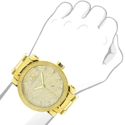 Large Luxurman Men's Diamond Watch 0.12ct Yellow Gold Plated Phantom 7 Large Luxurman Men's Diamond Watch 0.12ct Yellow Gold Plated Phantom -PNZ Watches Shop luxurman mens diamond watch 012ct yellow p 8537 2