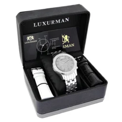 Luxurman Men's Diamond Watch 0.25 Ct -PNZ Watches Shop luxurman mens diamond watch 025 ct p 35213box