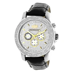 Luxurman Men's Diamond Watch 0.25ct With Leather Watch Band