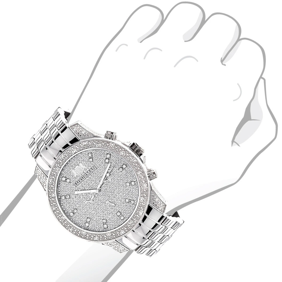 Luxurman Men's Diamond Watch 0.50 Ct 3 Luxurman Men's Diamond Watch 0.50 Ct - Image 3