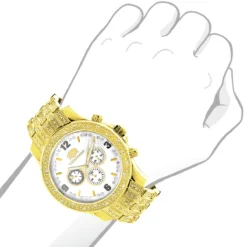 Luxurman Men's Diamond Watch 1ct. Yellow Gold -PNZ Watches Shop luxurman mens diamond watch 1ct yellow gold p 9323bod