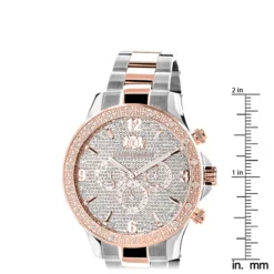 Luxurman Men's Diamond Watch Two-Tone White Rose Gold Pltd Liberty Swiss Mvt -PNZ Watches Shop luxurman mens diamond watch two tone white rose gold pltd liberty swiss mvt ruler