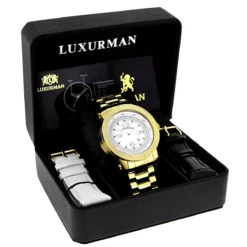 Affordable Luxurman Men's Diamond Watch Yellow Gold Plated 0.12ct 8 Affordable Luxurman Men's Diamond Watch Yellow Gold Plated 0.12ct -PNZ Watches Shop luxurman mens diamond watch yellow gold plated 012ct box