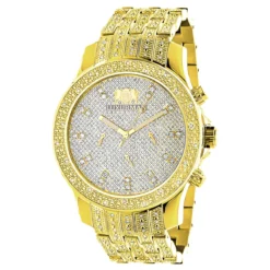 Luxurman Men's Diamond Watch Yellow Gold Tone 1ct